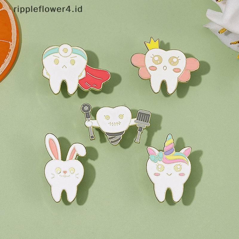 {rippleflower4.id} Kesehatan Mulut Enamel Pin Kerah Lencana Gigi Bros Fashion Perhiasan Accessries Hadiah~