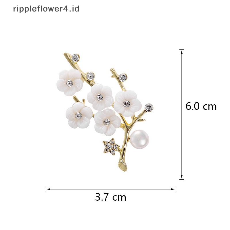 {rippleflower4.id} Fashion Berlian Imitasi Plum Blossom Bros Pin Wanita Pesta Pernikahan Pakaian Perhiasan Aksesoris~