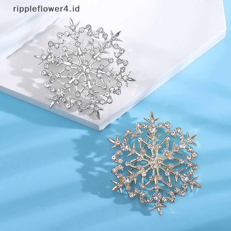 {rippleflower4.id} Beauty Snowflake Bros Untuk Wanita Unisex Natal Tahun Baru Pesta Musim Dingin Bros Pin Hadiah~