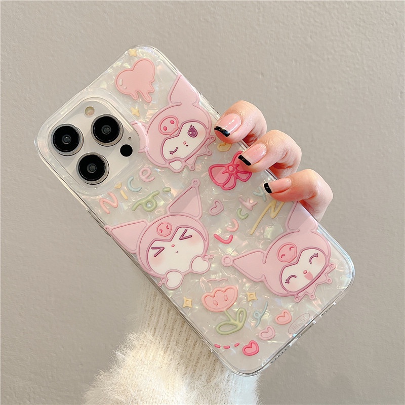 Ins Kuromi Cocok Untuk iPhone 14 Pro Max Casing Ponsel iPhone Double-layer Pola Dicetak Kompatibel Dengan Iphone13 13pro 13prm iPhone 11 11pro 14plus 12Pro Max Shockproof TPU Phone Case