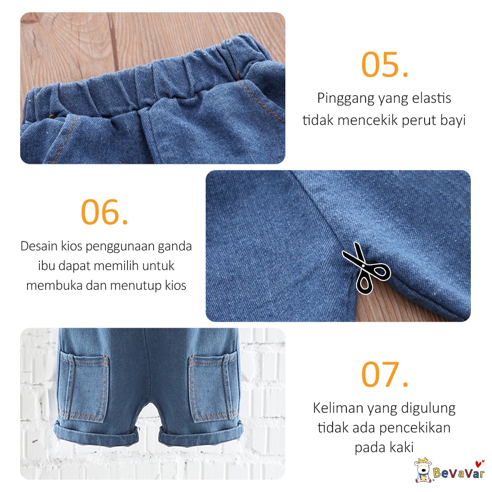 BEVAVAR  1SET Setelan Bayi Baju laki-laki  Lengan pendek denim Anak Anak 0-4 thn