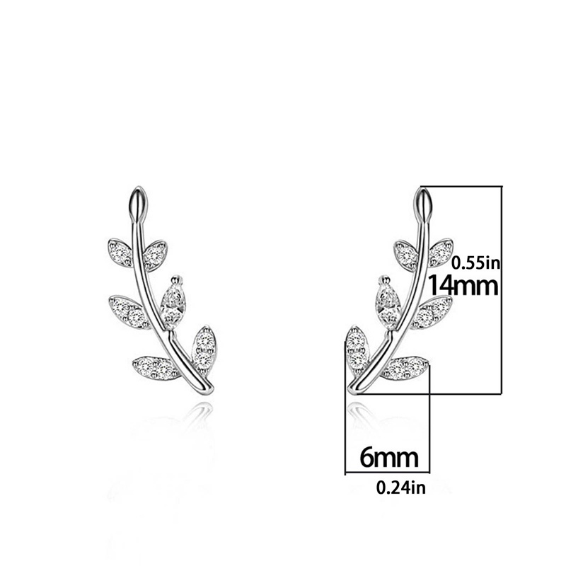 Fashion Anting Daun Cabang Zaitun Segar Stud Warna Silver/ Warna Emas Anting Tindik Indah Untuk Wanita Chic Perhiasan