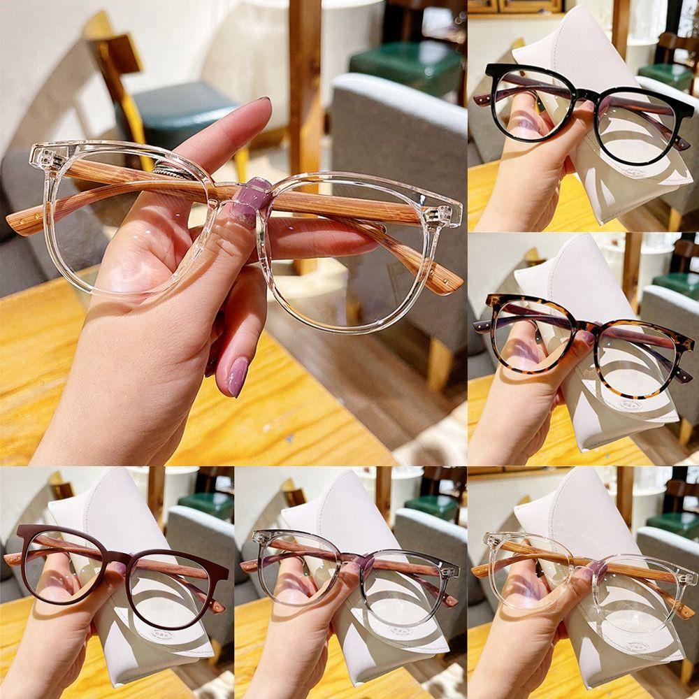 R-flower Myopia Kacamata Bingkai Wanita Anti-Blue Light Round Eyeglasses