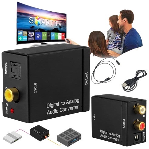 Digital to Analog Audio Converter Toslink Optical Coaxial to RCA untuk LED TV Bluray Plus Kable