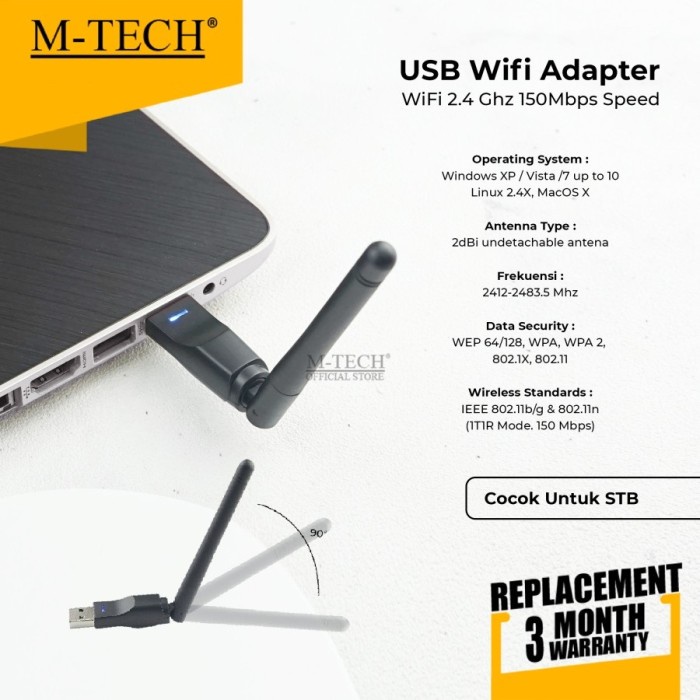 M-Tech Wireless USB Adapter WIFI + Antena 150Mbps