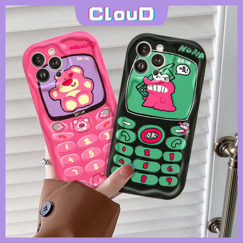 Untuk Redmi9 10C A1 10 9T 10A 9A A2 9C NFC POCO M3 Redmi Note 10s 12 11 8 10 Pro Max Plus 10 9 11s 10Pro Pasangan Tombol Telepon Imut Strawberry Bear Manyo Cover Kartun Crocodile Case