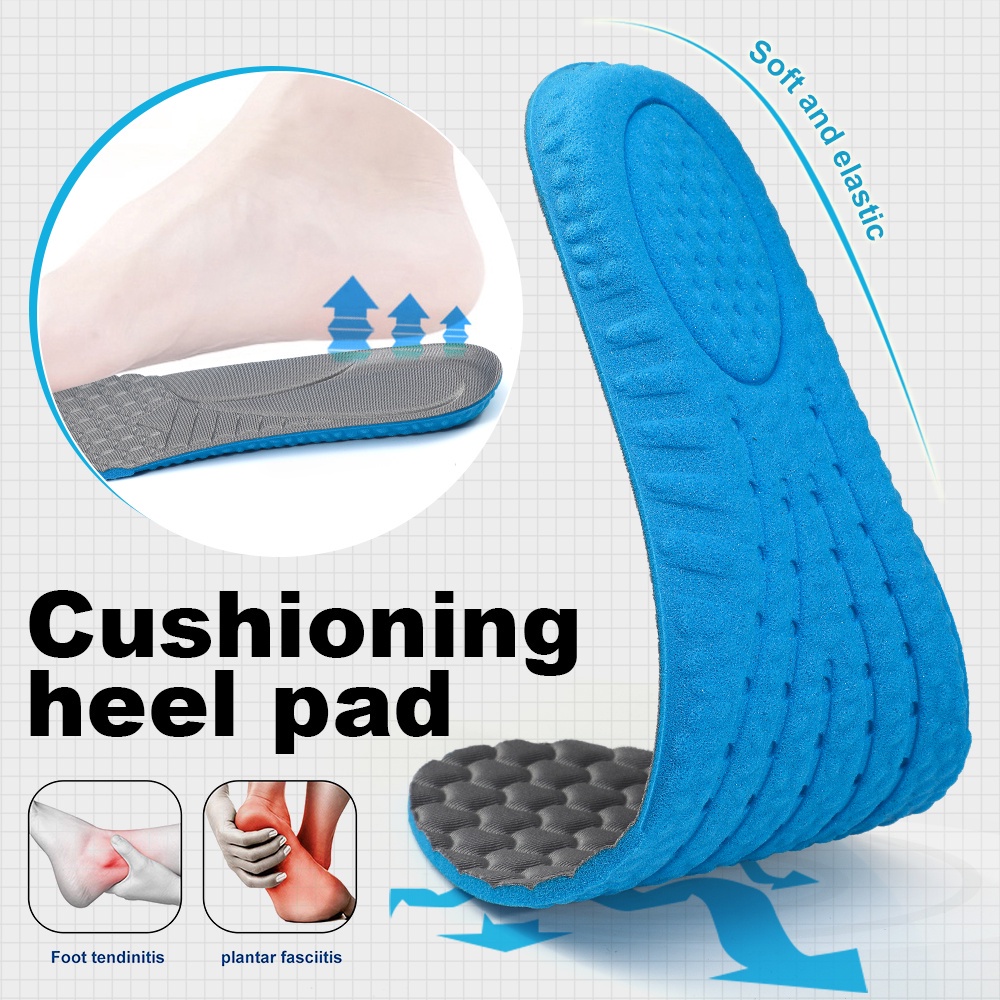 Sol Sepatu Tinggi Elastis untuk Pria Panjang Penuh Bantalan Pijat Sepatu Insole Pengganti Sisipan Pad