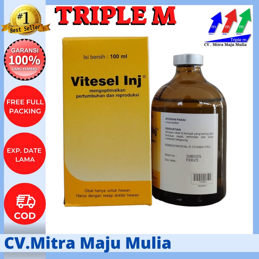 VITESEL 100 ml - Vitamin E Selenium Untuk Reproduksi Kekebalan Hewan