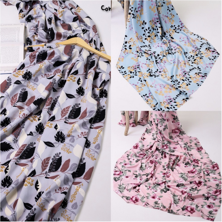 Kain Satin Silk Motif Bunga