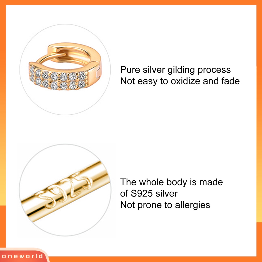 [WOD] 1pasang Anting Hoop Tembaga Geometris Cubic Zirconia Lingkaran Kepang Hoop Stud Earring Untuk Kehidupan Sehari-Hari