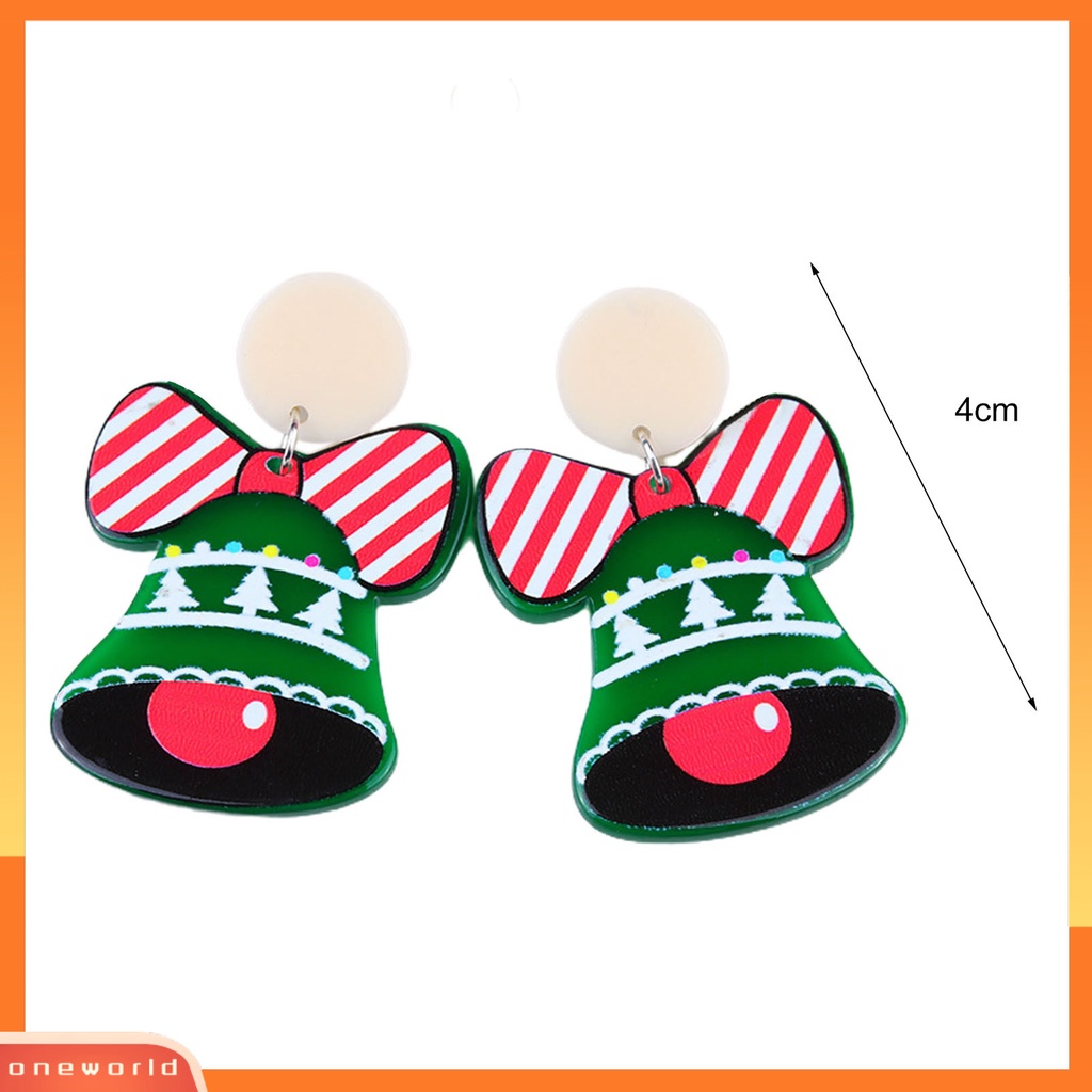 [WOD] 1pasang Anting Menjuntai Lonceng Natal Dress Up Wanita Warna Kontras Kartun Anting Menjuntai Untuk Xmas