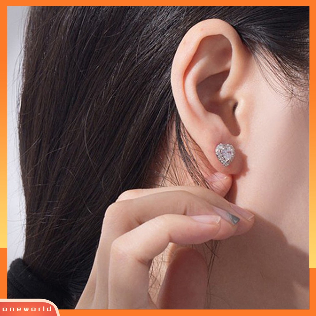 [WOD] 1pasang Anting Tusuk Wanita Bentuk Hati Berlian Imitasi Perhiasan Ringan Tahan Lama Ear Studs Untuk Pernikahan