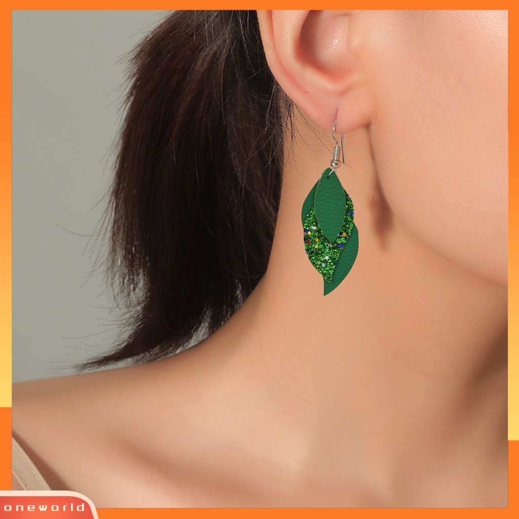 [WOD] 1pasang Tindik Indah Menawan Drop Anting-Anting Multi Layer Daun Menjuntai Kait Anting Perhiasan Fashion