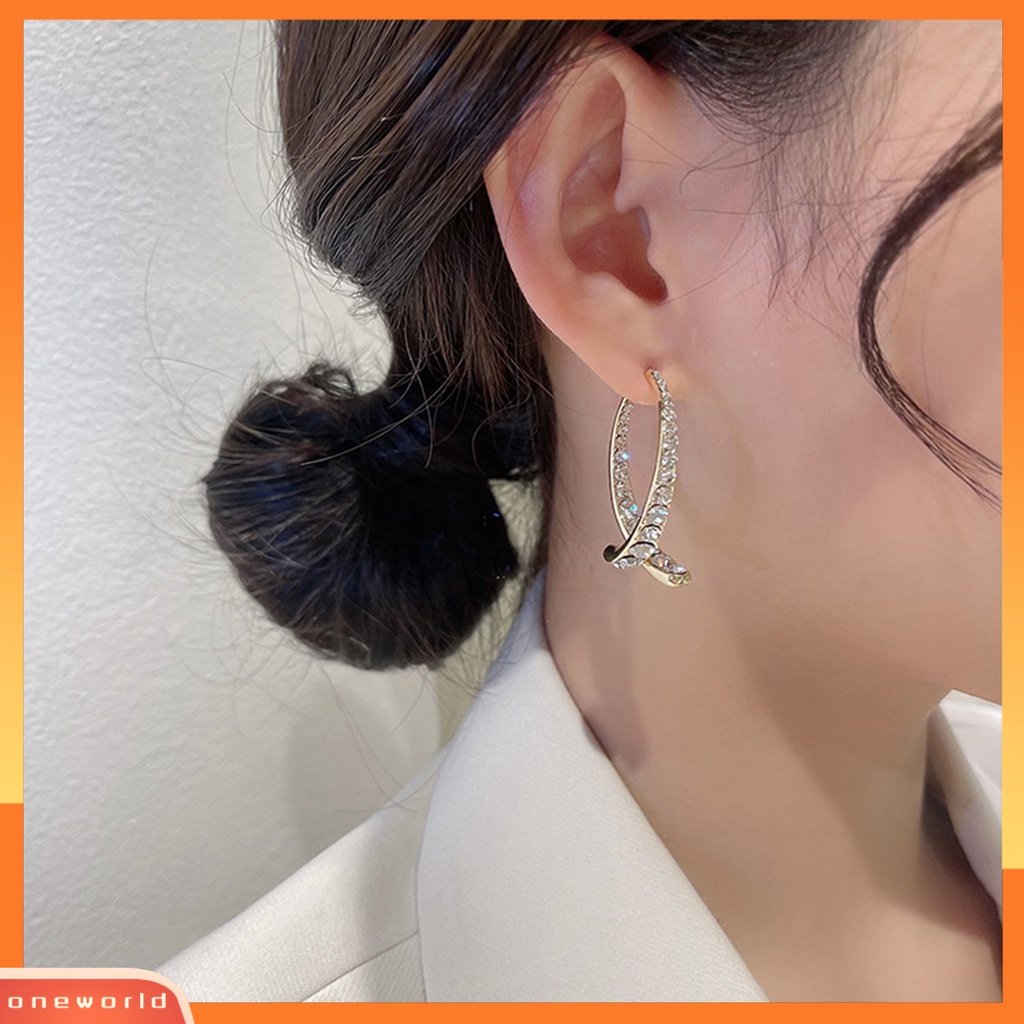 [WOD] 1pasang Romantis Pengerjaan Halus Ear Studs Wanita Cubic Zirconia Arc Fishtail Anting Elegan Untuk Tanggal