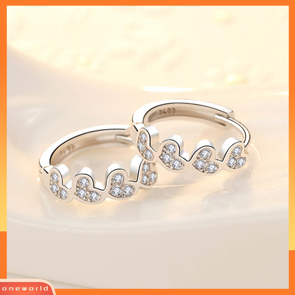 [WOD] Fashion Wanita Cubic Zirconia Hias Hati Huggie Anting Hadiah Perhiasan Pernikahan