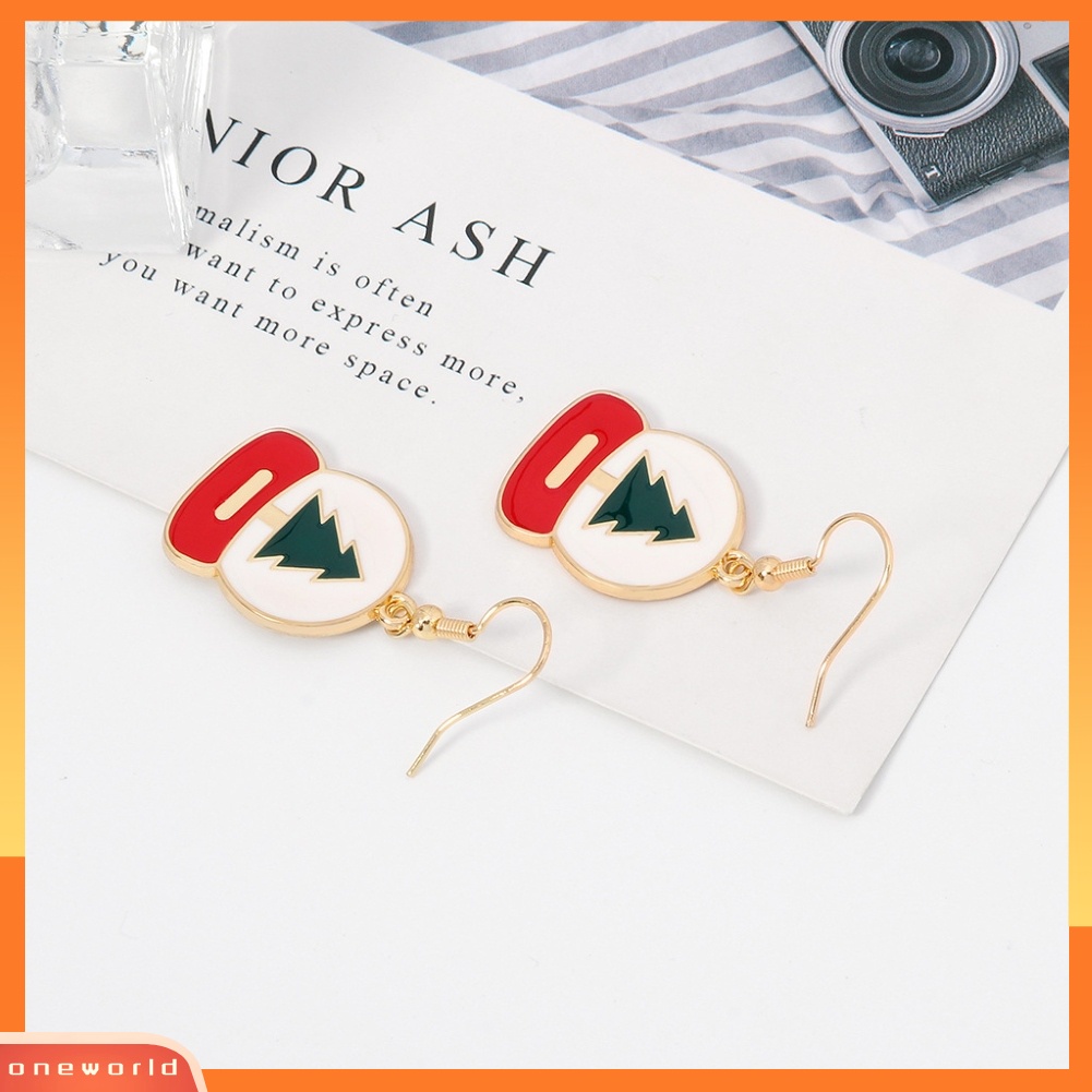 [WOD] Fashion Wanita Xmas Pohon Terukir Enamel Alloy Kait Anting Perhiasan Natal