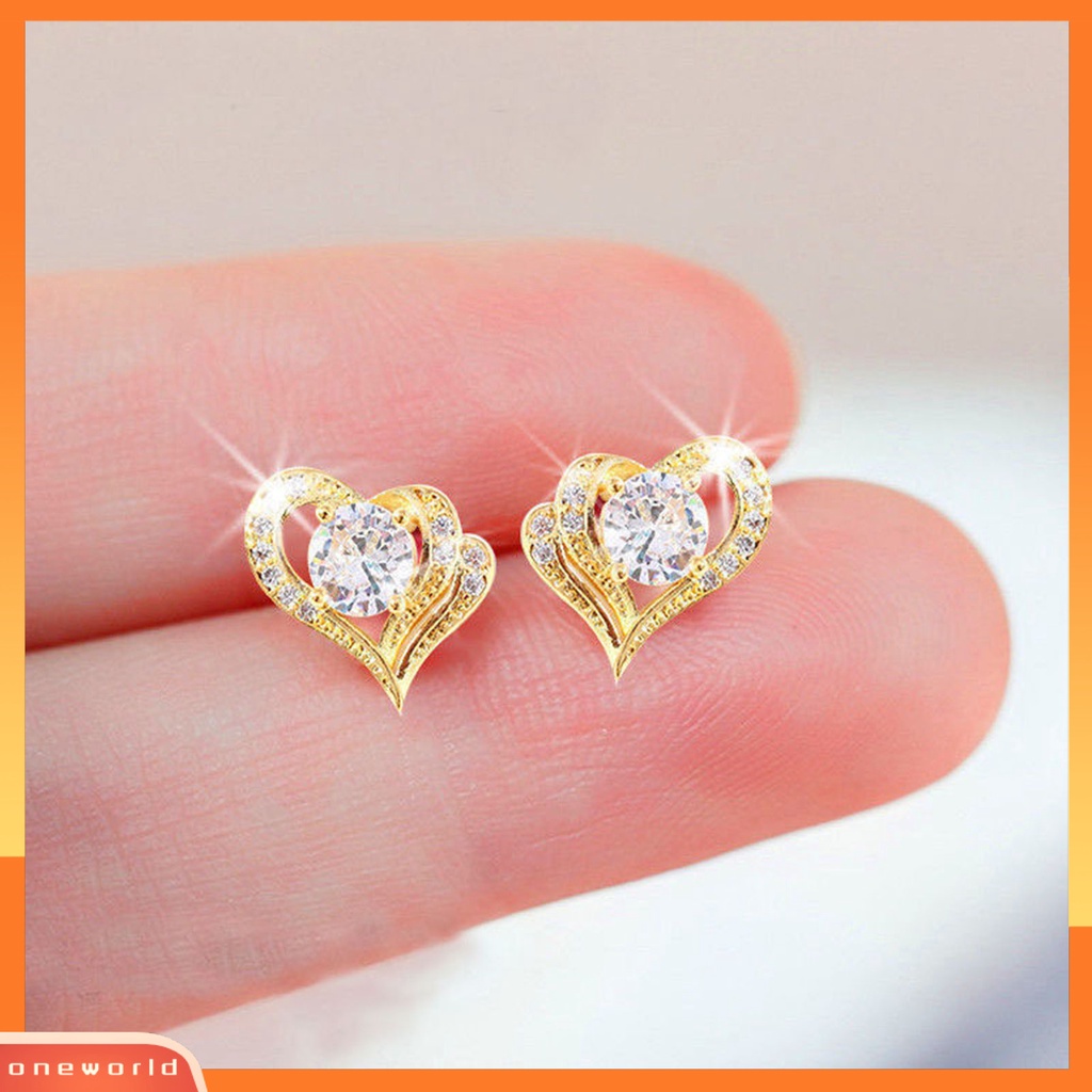 [WOD] 1pasang Anting Wanita Berbentuk Hati Fashion Perhiasan Alloy Woman Ear Studs Jewelry Gift Untuk Pesta