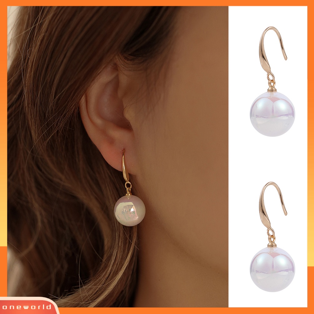 [WOD] 1pasang Anting Wanita High Gloss Elegan Temperamen Indah Putih Mutiara Imitasi Mengkilap Drop Earrings Perhiasan Pesta Pernikahan