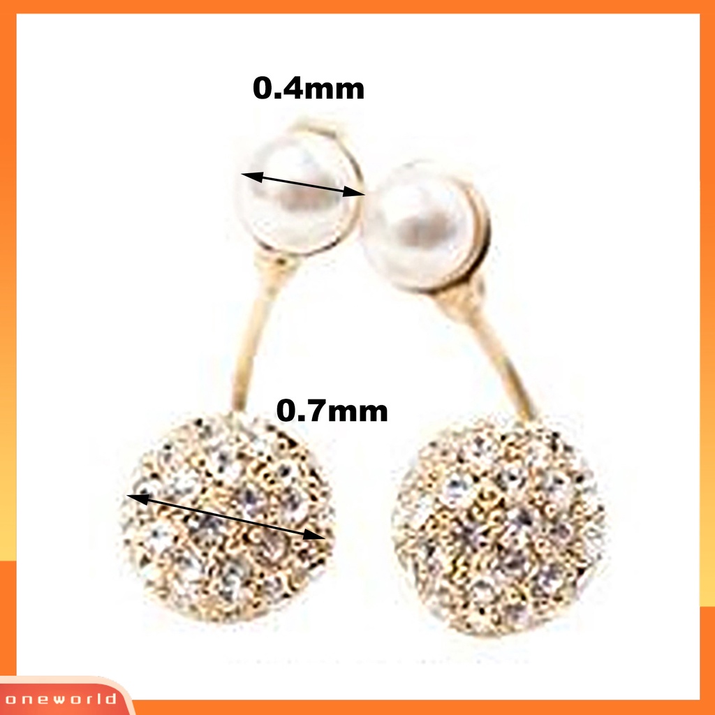 [WOD] 1pasang Ear Studs Faux Pearl Decor Jewelry Alloy Wanita Anting Tusuk Depan Belakang Untuk Pesta Ulang Tahun