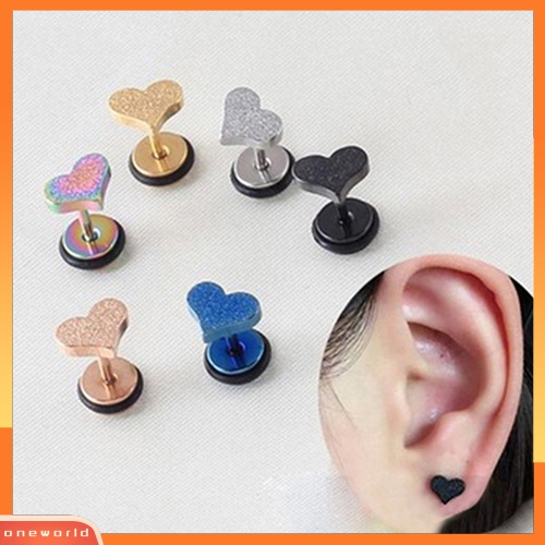 [WOD] Unisex Titanium Anti Karat Mini Bentuk Hati Ear Studs Drop Fashion Earrings