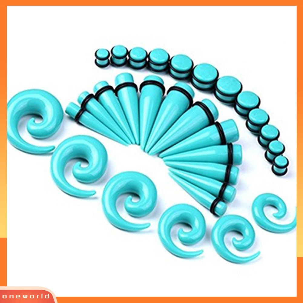 [WOD] 30pcs Spiral Tapers Plug Big Gauges Kit 10-20mm Turquoise Stretching Set