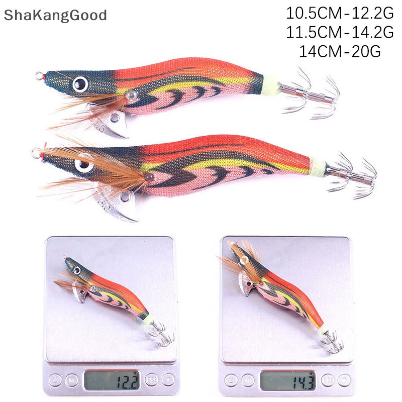 Skid 10Pcs Umpan Pancing Udang Cumi Jig Kail Pancing Gurita Cuttlefish Artificial Jigging Lures Umpan Keras SKK