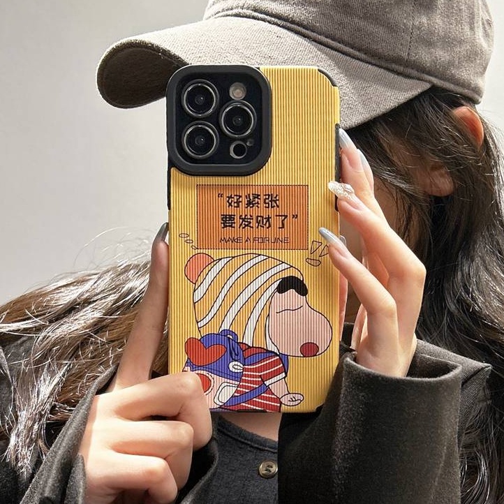 All New Cute Yellow Rich Crayon Shin-chan Soft Case IPhone 7 Plus 8 Plus X XS XR XS Max 11 13 12 14 PRO Max 14 Plus SE Phone Case Girl Girl Women' Fashion Anime