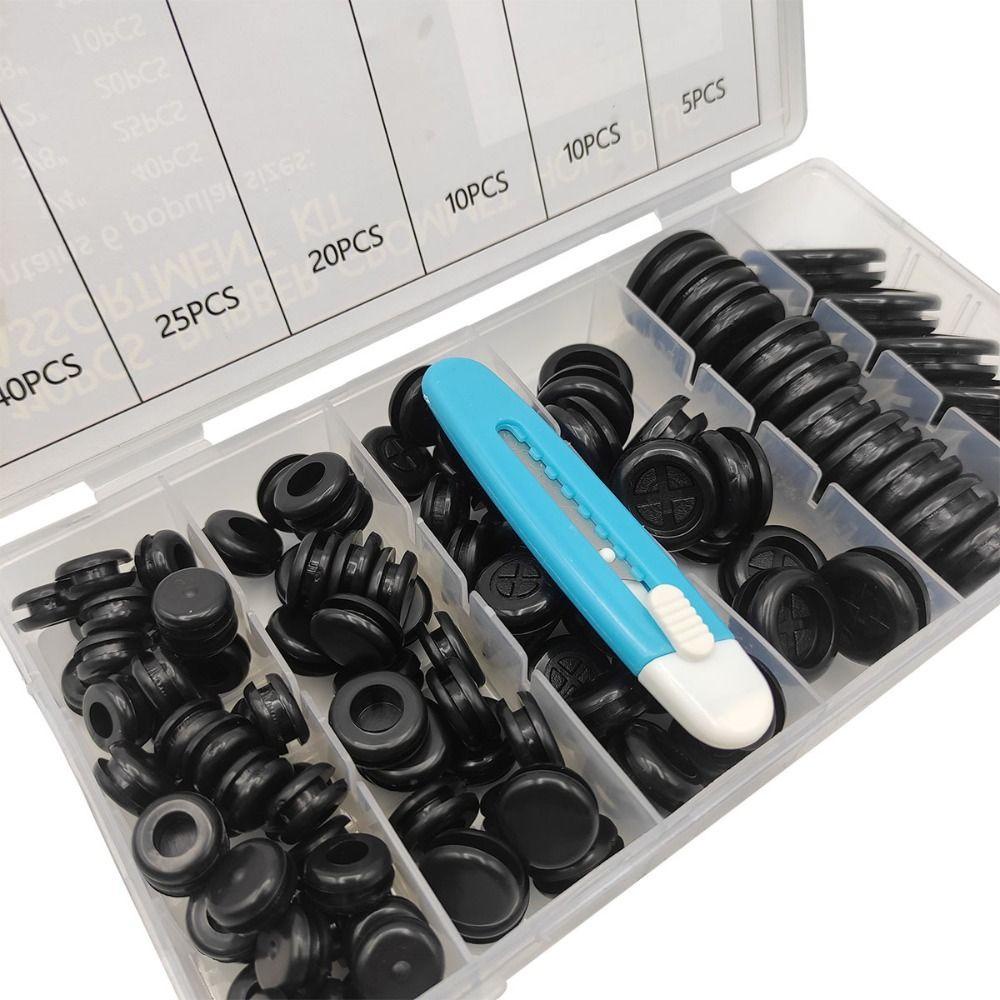 Populer 110pcs Rubber Grommet1 /4&quot; 3 /8&quot; 1/2&quot; 5/8&quot; 7/8&quot; 1&quot; Steker Lubang Bor Bulat