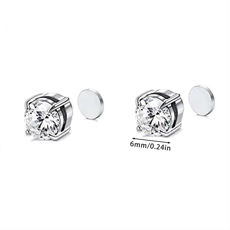 1pasang Kristal Kuat Magnetic Ear Stud Mudah Digunakan Anting Klip Untuk Wanita Pria Punk Bulat Zirkon Magnet Earrings Non Piercing Perhiasan