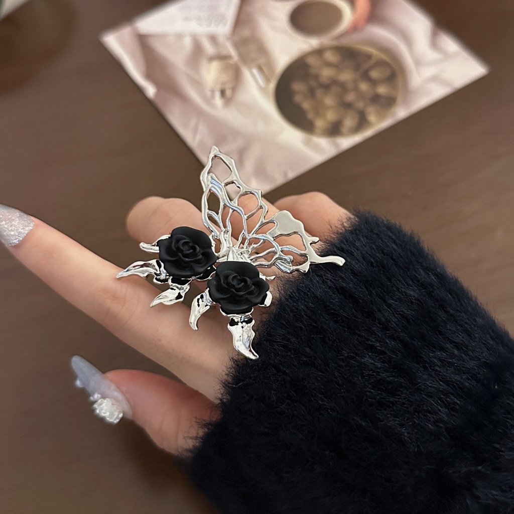 Aksesoris Cincin Kupu-Kupu Mawar Temperamen Yang Dapat Disesuaikan Fashion