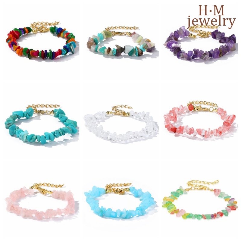 Bohemian Colorful Stone Bracelet Summer Ornament Gelang Batu Alam