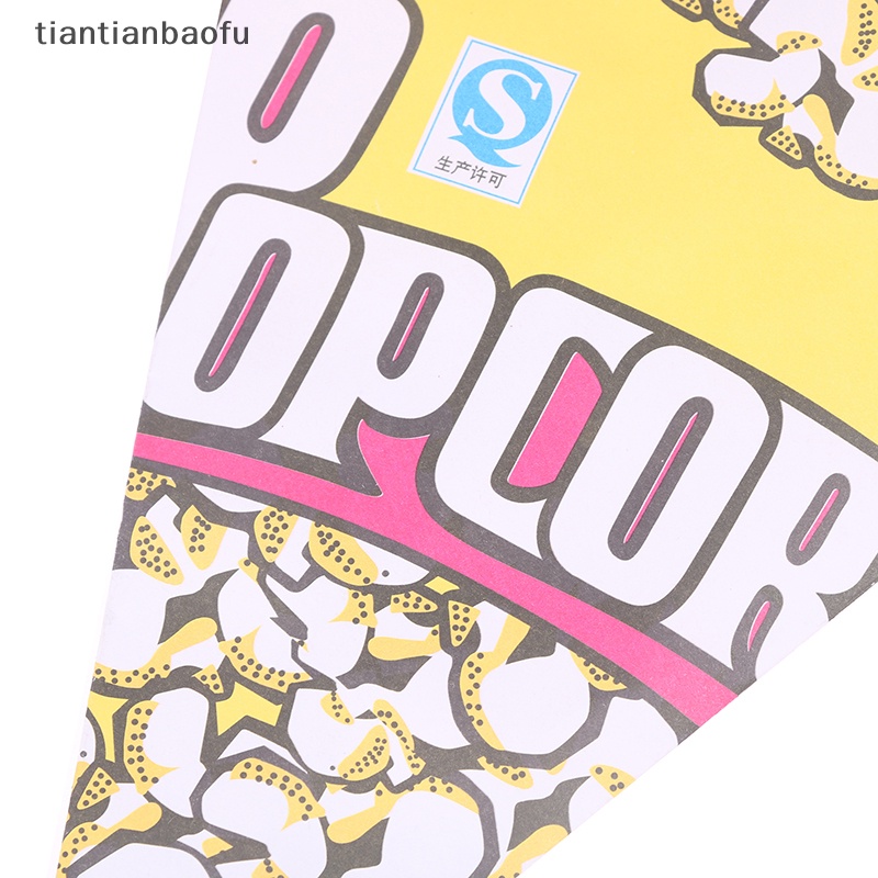 [tiantianbaofu] 50pcs Kantong Popcorn Kertas Berbentuk Kerucut Segitiga Bungkus Popcorn Traktir Kantong Butik