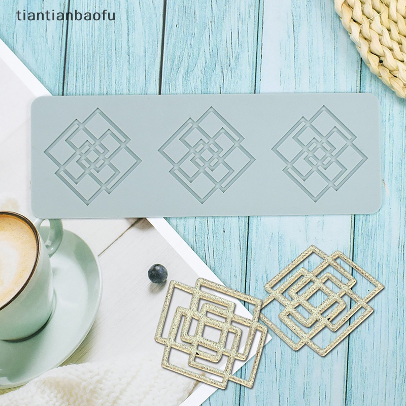 [tiantianbaofu] 1pc Pola Geometri Kreatif Silikon Kue Renda Cetakan Kue Decorag Alat Butik