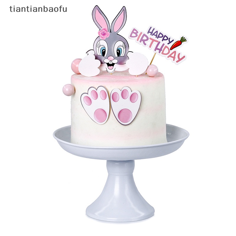 [tiantianbaofu] Kelinci Bunny Tapak Wortel Kue Topper Selamat Ulang Tahun Cupcake Dekorasi Perlengkapan Butik