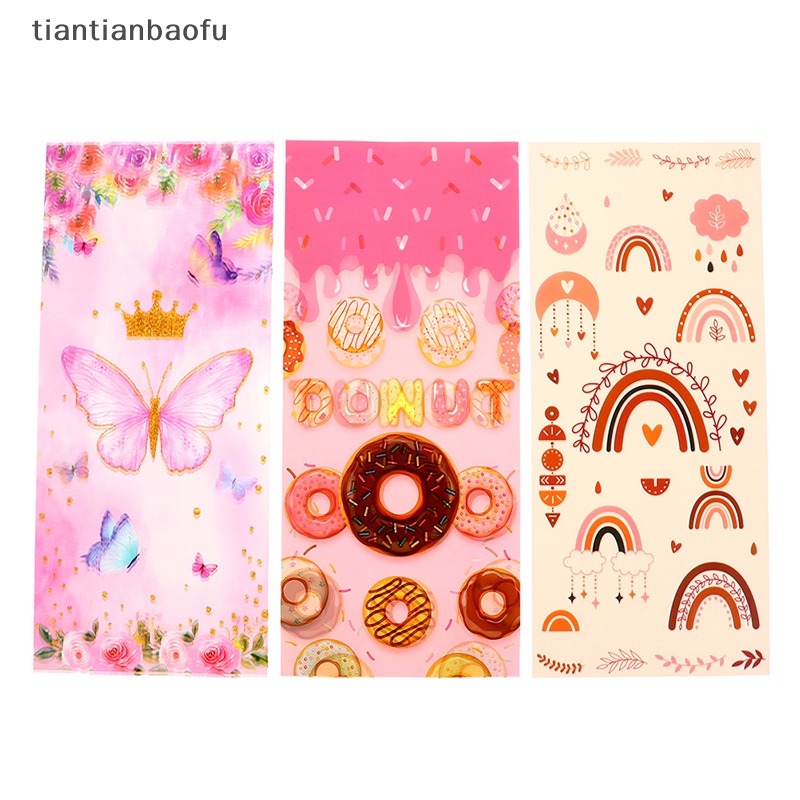 [tiantianbaofu] 50 Pcs Butterfly Donut Rain Cookie Bags Tema Dekorasi Pesta Ulang Tahun Butik