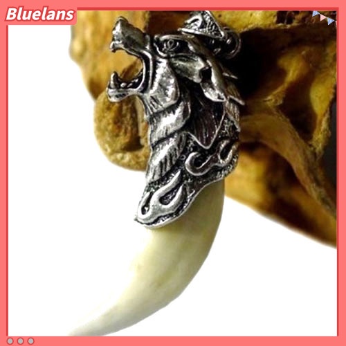 [BLS] Pria Berani Keren Serigala Kepala Gigi Liontin Kalung Mendominasi Perhiasan Fashion Hadiah