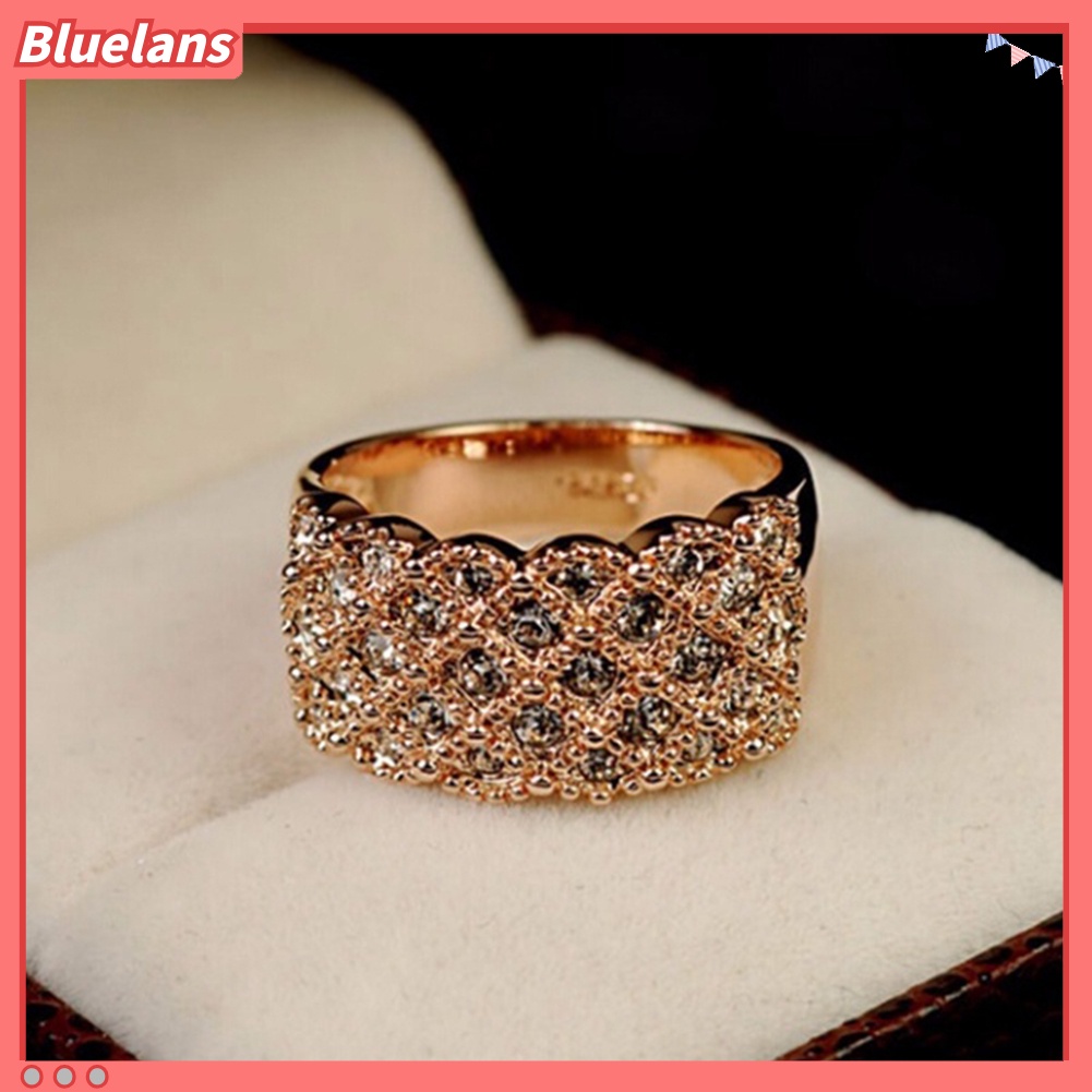 [BLS] Mewah Ladies Berlian Imitasi Bertatahkan Jari Cincin Pernikahan Pertunangan Perhiasan Hadiah