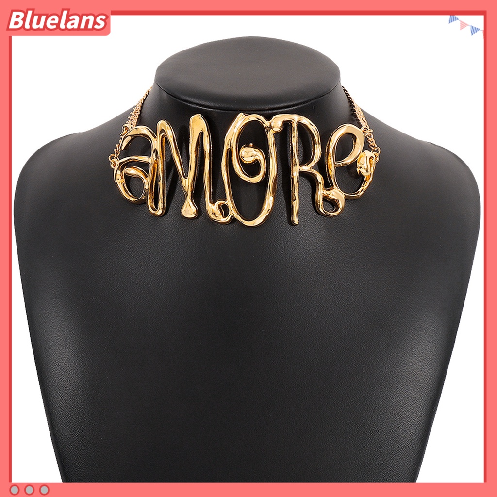 [BLS] Kalung Choker Vintage Hip Hop Shiny Letter MORE Butterfly Dekoratif Hadiah Wanita Rantai Logam Kalung Pendek Retro Perhiasan