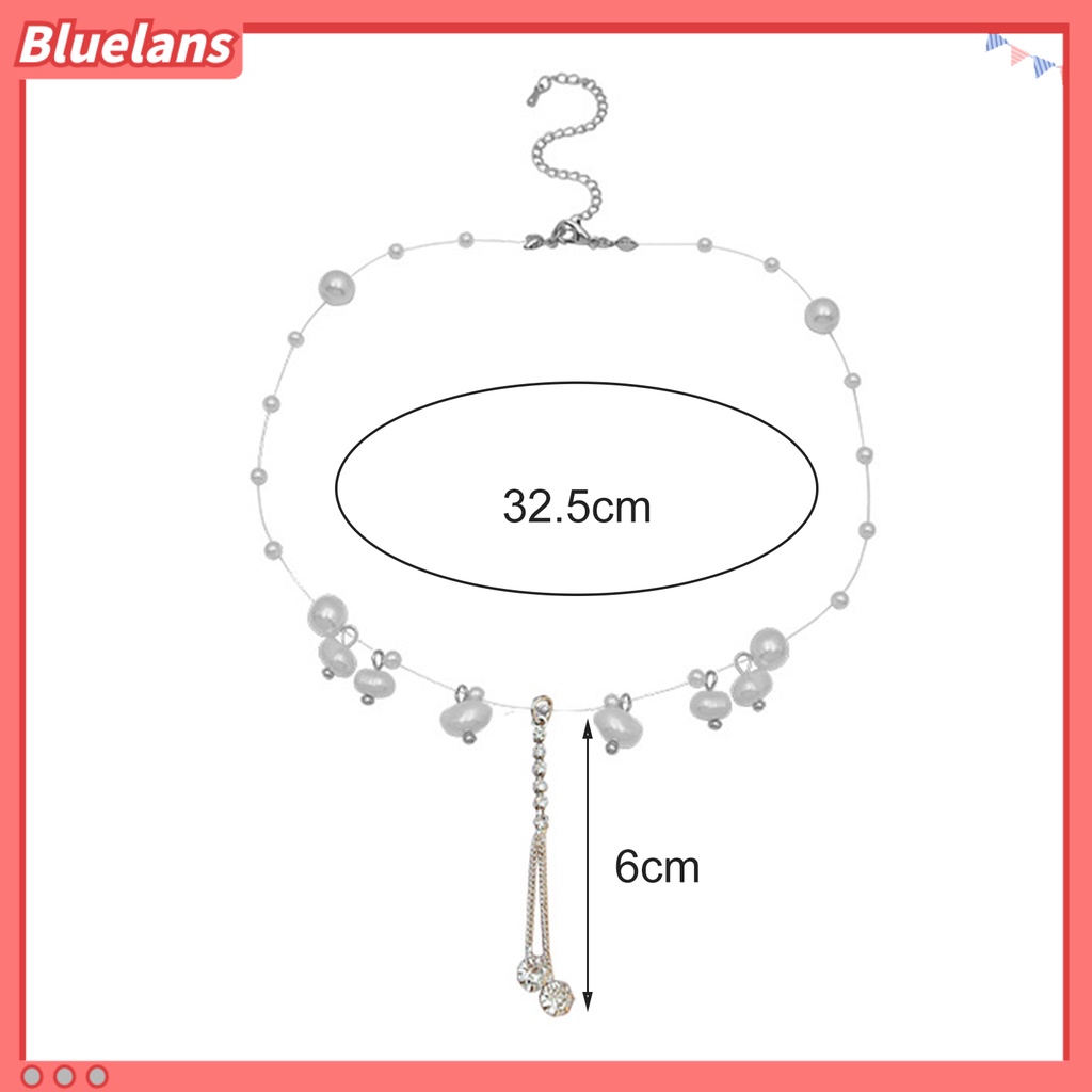 [BLS] Wanita Kalung Mutiara Imitasi Jumbai Paduan Adjustable Bright Luster Necklace Fashion Hadiah