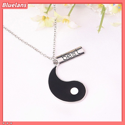 [BLS] 2pcs/set Sahabat Tai Chi Yin Yang Diukir Bar Liontin Split Kalung Hadiah
