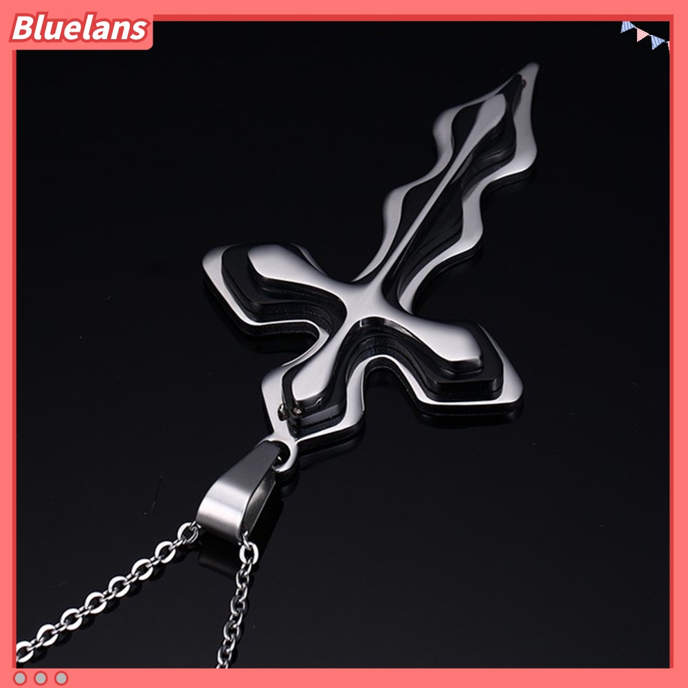 [BLS] 2 Pcs Pria Fashion Berlian Imitasi Bertatahkan Yesus Salib Liontin Rantai Kalung Hadiah