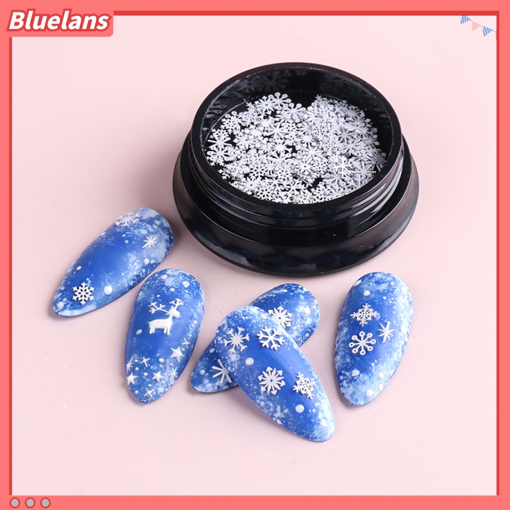 [BLM] 100pcs/ Botol Snowflake Dekorasi Kuku Tempel Kuat Panjang Memakai Manicure 3D Snowflake Nail Art Slice Untuk Makeup