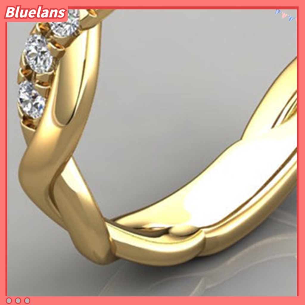 [BLS] Cincin Kawin Memutar Berkilau High-end Besar Berlian Imitasi Knuckle Circlet Perhiasan Perempuan