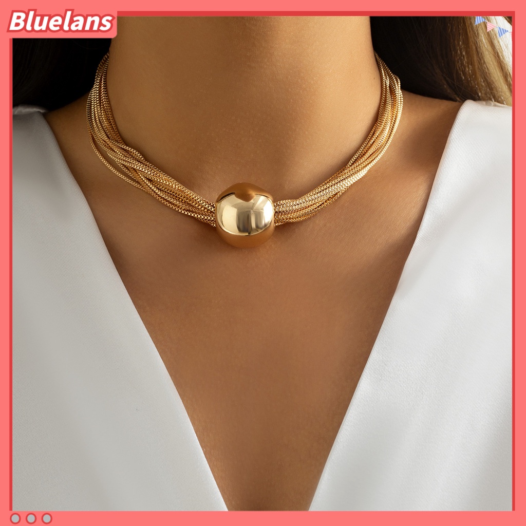 [BLS] Kalung Choker Berlebihan Geometris Bola Kepribadian Eropa Dan Amerika Temperamen Leher Dekorasi Aesthetic Punk Multi-layer Rantai Susun Kalung Perhiasan Aksesori