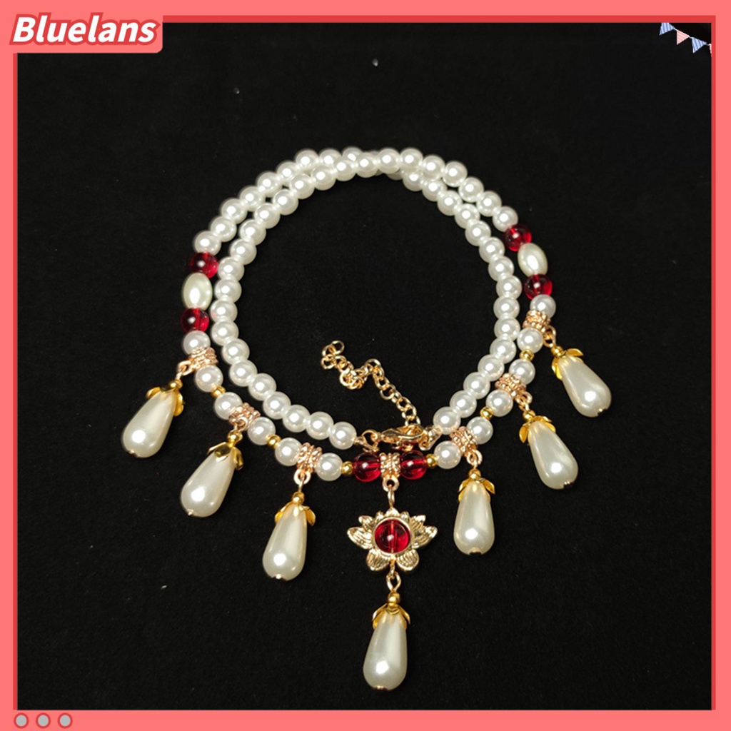 [BLS] Hias Berlian Imitasi Teardrop Liontin Adjustable Vintage Kalung Wanita Mutiara Imitasi Cheongsam Kalung Perhiasan Aksesoris