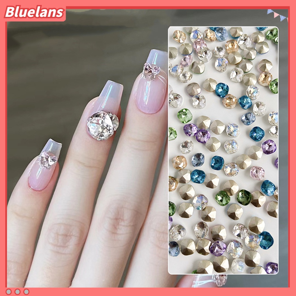 [BLM] 10pcs Nail Art Decor Shining Stunning Efek Visual DIY Sparkling Manicure Faux Crystal Pointed Base Nail Berlian Imitasi Salon Kuku Supply