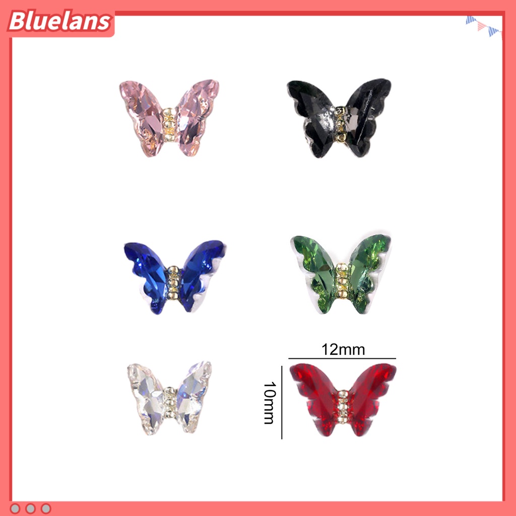 [BLM] 10pcs Nail Art Decor Bersinar Tiga Dimensi Gloss Tidak Luntur DIY Kristal Imitasi Manicure Craft Butterfly Nail Charm Nail Salon Supply