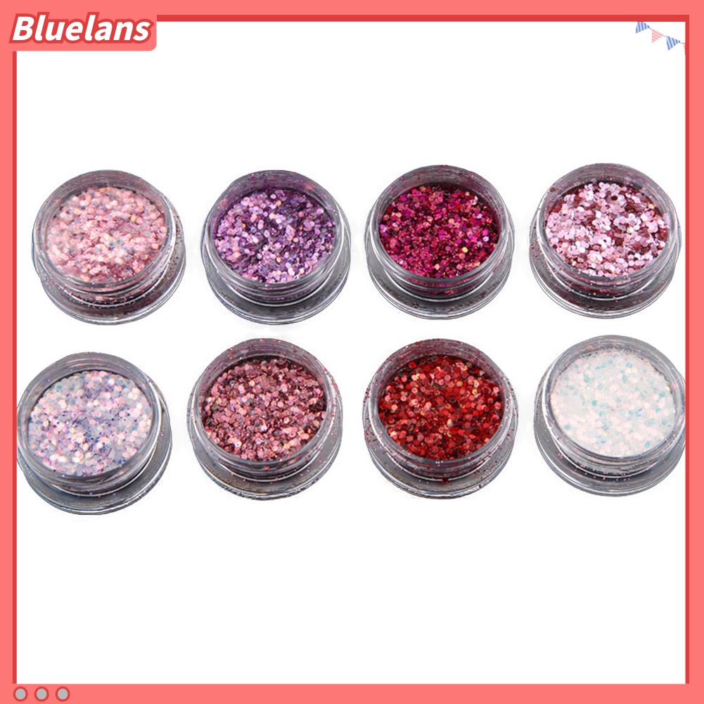 [BLM] 8kotak Kuku Laser Glitter Bubuk Pigmen Nail Art Decor DIY Gel Tips Aksesori