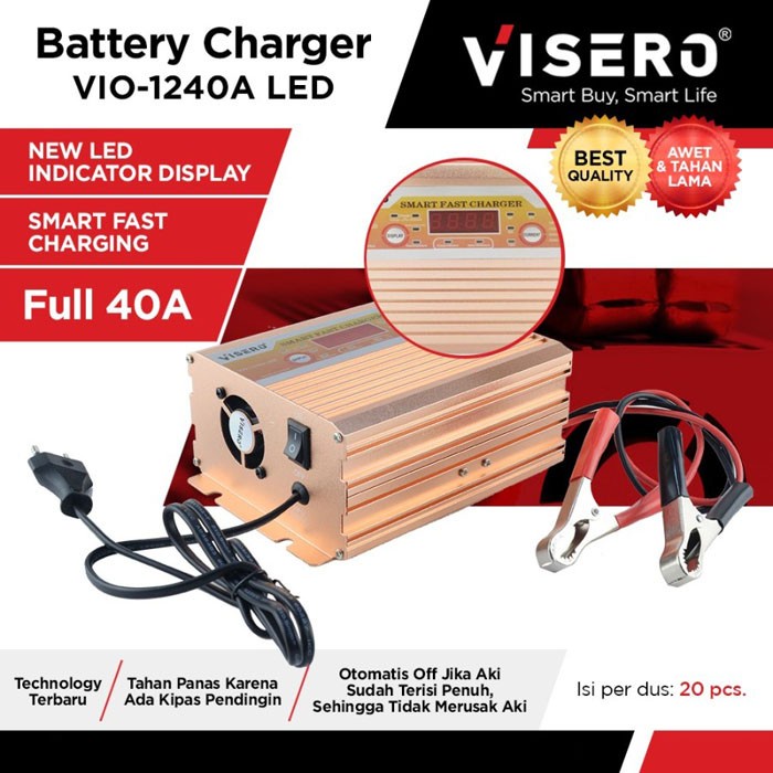 Visero VIO-1240A LED Battery Charger 40A 12V 40 Ampere 12 Volt Aki