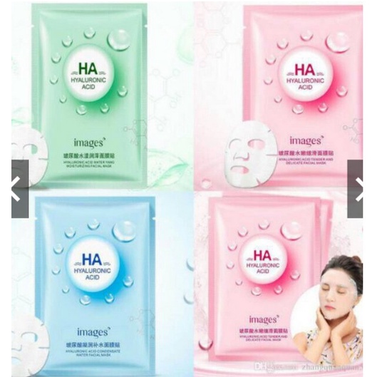 IMAGES Sheet Mask HA / HYALURONIC Mask (Pink,Biru,Hijau) Masker Wajah